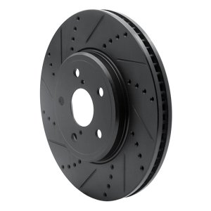 Lexus LS430 Brake Rotor (1) - Front Left - R1 Concepts - Drilled & Slotted - Black - `01-`06